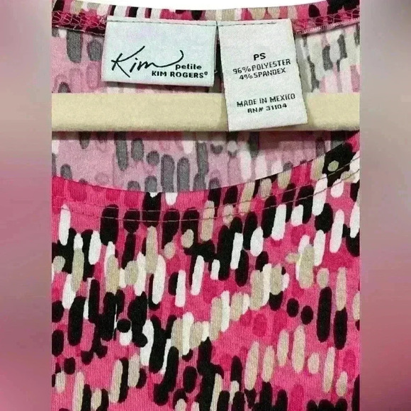 Kim Rogers A Line Womens Petite Small Dress Pink Black and White Aztec Graphics - Picture 7 of 7